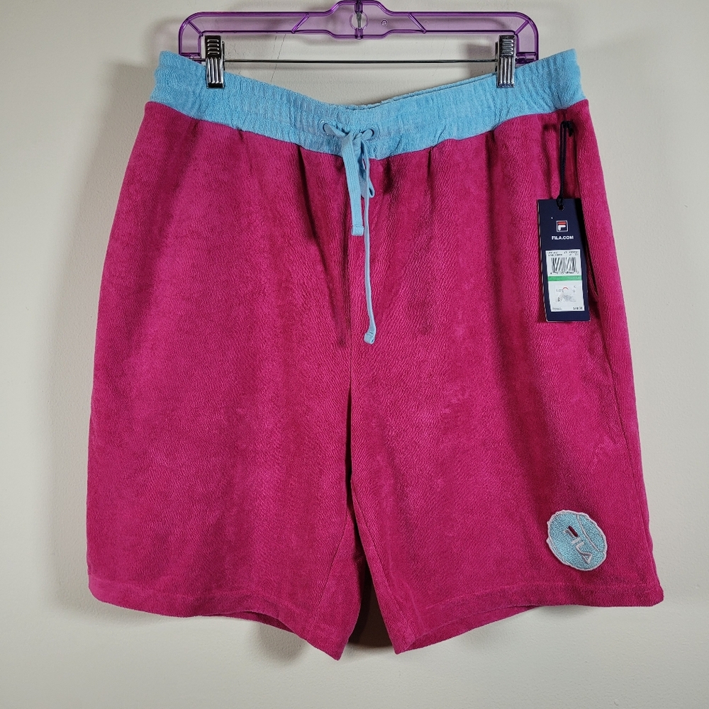 Fila Men's Short Kawelo Towel Beach Large Pink Colorful Swim Summer